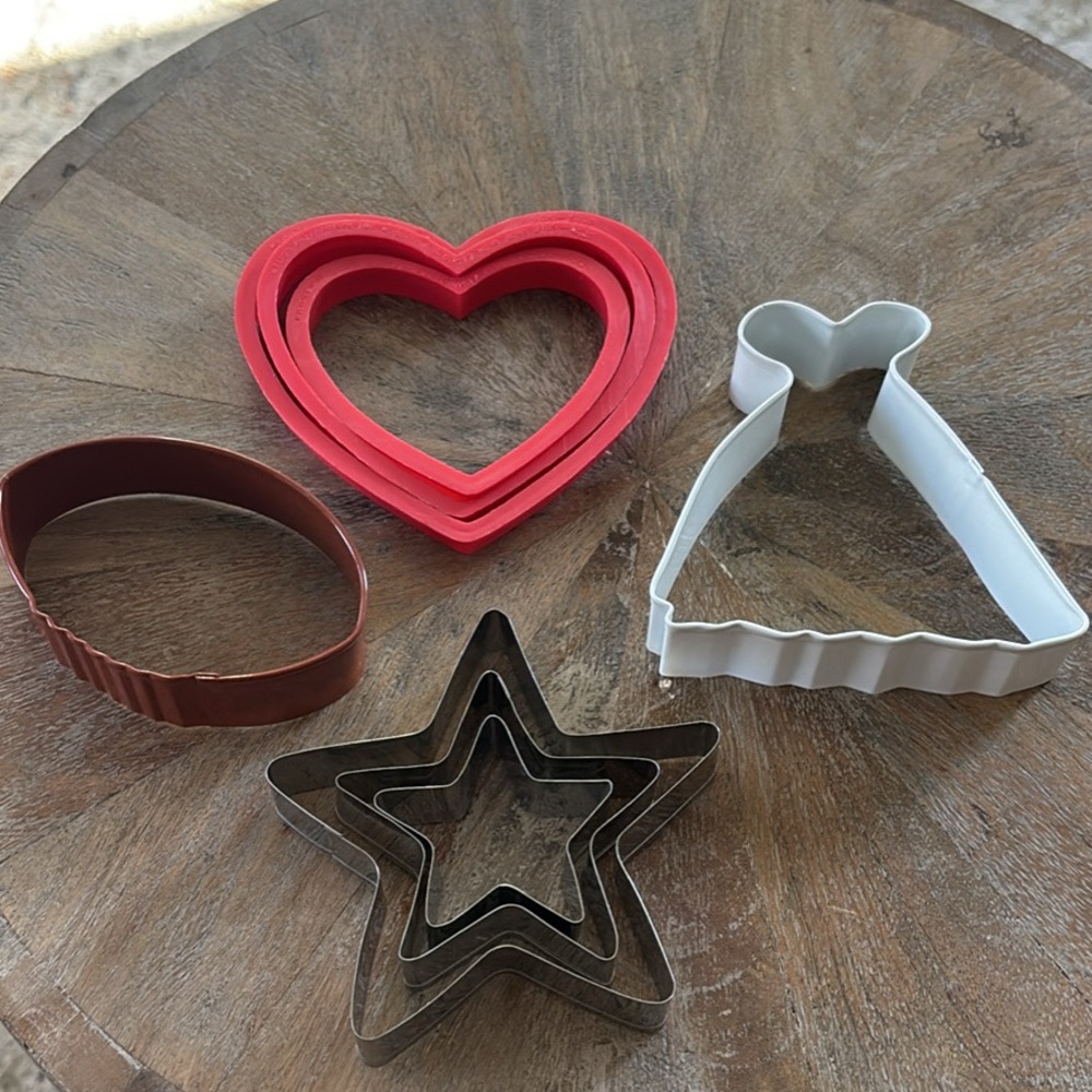 Assorted Cookie Cutters - Stars, Hearts, Dress, Football